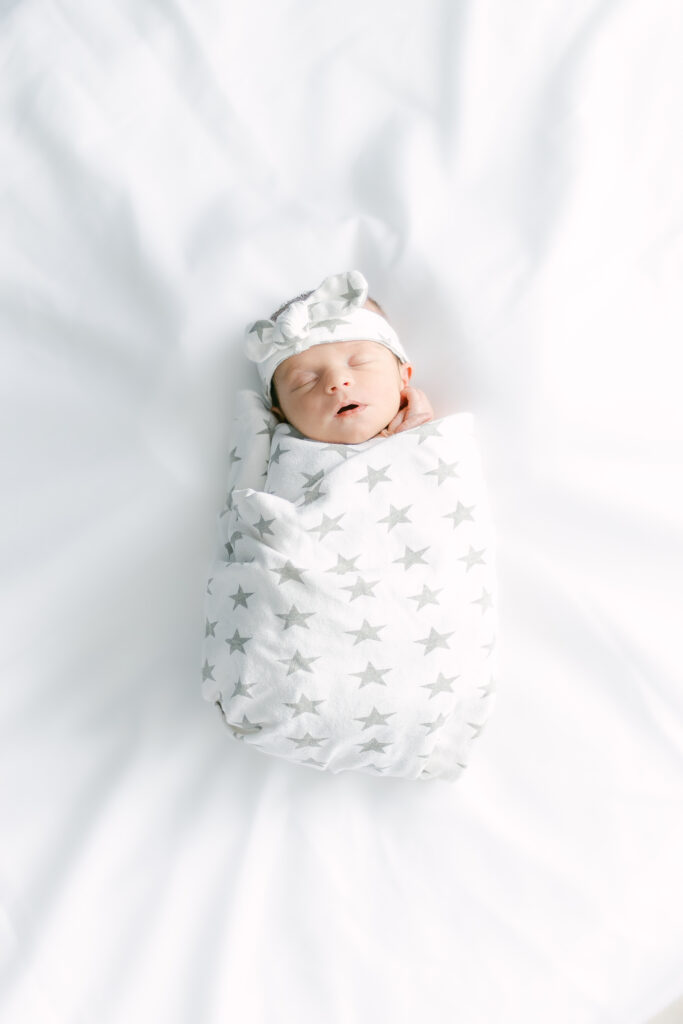 sweet newborn baby girl swaddled, nursery photos centerville ohio
