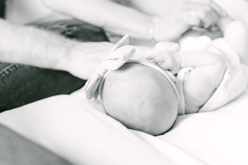 dayton professional black and white photo of newborn baby girl
