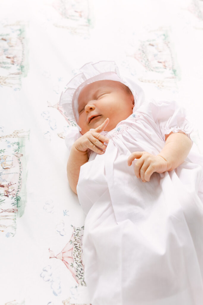 baby girl sleeping in crib for newborn photography session in Lebanon Ohio