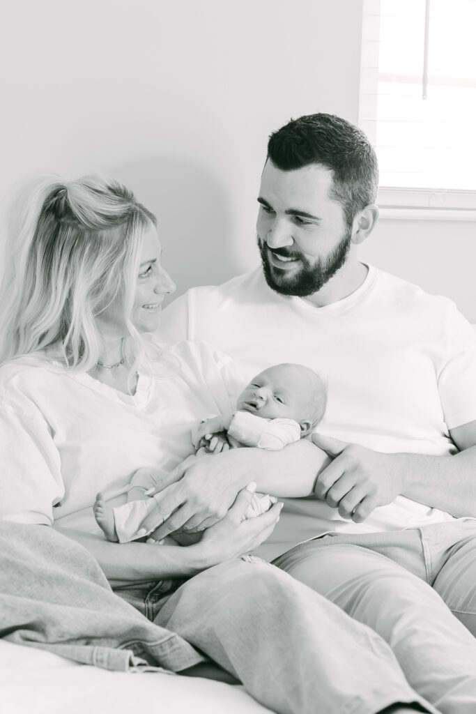 black and white morrow newborn photography family photo